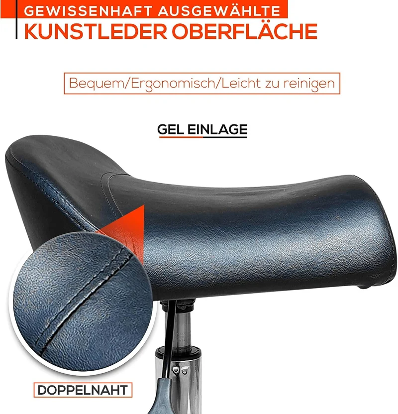 VAKON SALON - Breitsitz auf hochwertigen Rollen - höhenverstellbarer Drehhocker 55-75 cm, Rollhocker