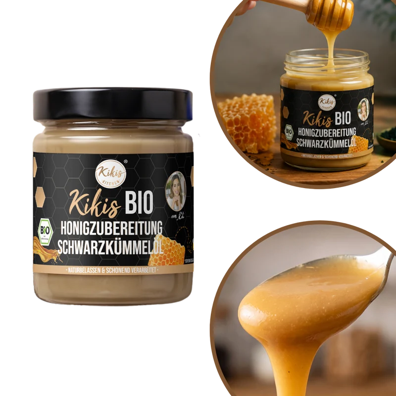 Kikis Bio Honigzubereitung mit Schwarzkümmelöl 🍯