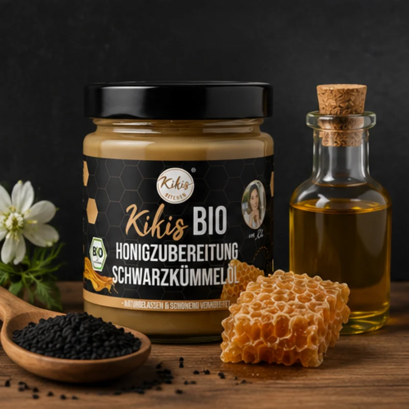 Kikis Bio Honigzubereitung mit Schwarzkümmelöl 🍯