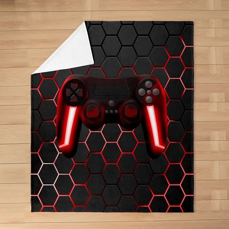 Spiel-Flanell-Decke für Jungen Teenager-Spielen-Überwurf Kinder-Gamer-Überwurf rote Neonlichter Game