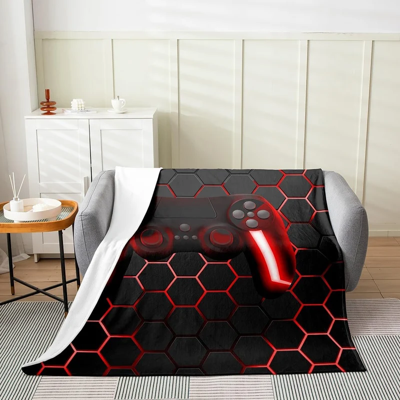 Spiel-Flanell-Decke für Jungen Teenager-Spielen-Überwurf Kinder-Gamer-Überwurf rote Neonlichter Game