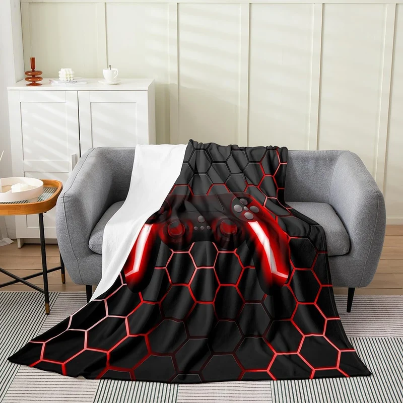 Spiel-Flanell-Decke für Jungen Teenager-Spielen-Überwurf Kinder-Gamer-Überwurf rote Neonlichter Game