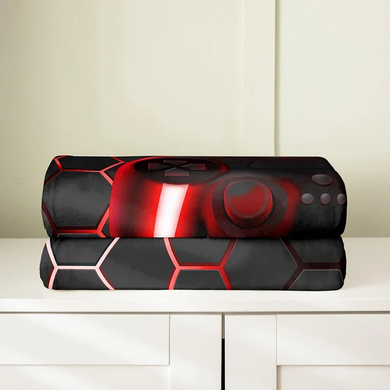 Spiel-Flanell-Decke für Jungen Teenager-Spielen-Überwurf Kinder-Gamer-Überwurf rote Neonlichter Game