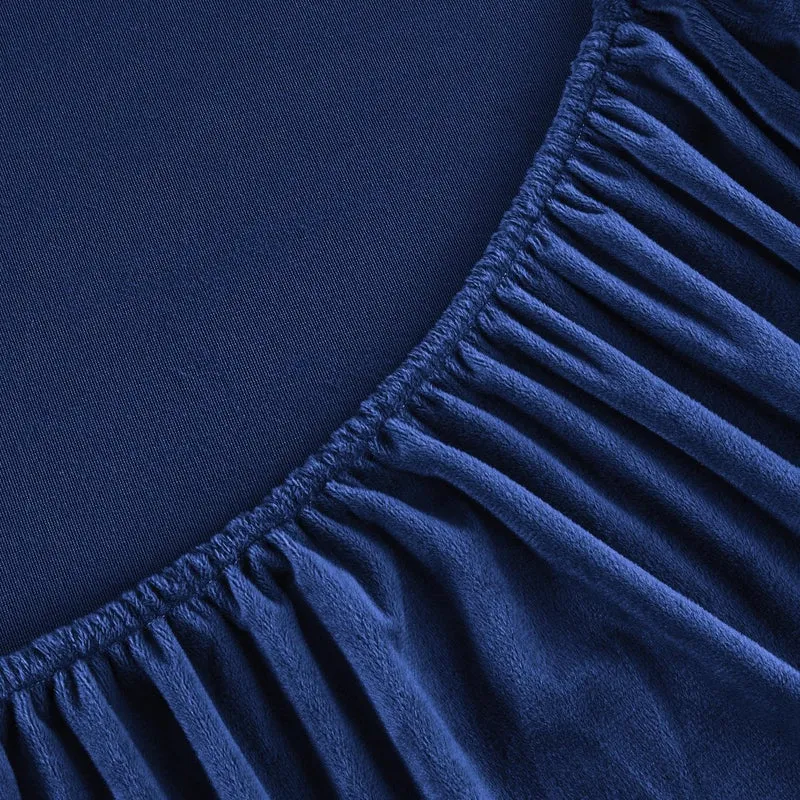 Boqingzhu Flauschige Plüsch Spannbettlaken 180x200cm Blau Dunkelblau Fleece Flanell Cashmere Touch S