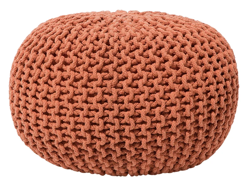 Geflochtener Strickpouf zum Sitzen Baumwolle braun rund 40 cm Modern Conrad