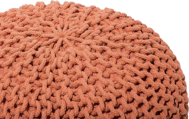 Geflochtener Strickpouf zum Sitzen Baumwolle braun rund 40 cm Modern Conrad