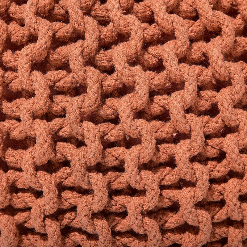 Geflochtener Strickpouf zum Sitzen Baumwolle braun rund 40 cm Modern Conrad