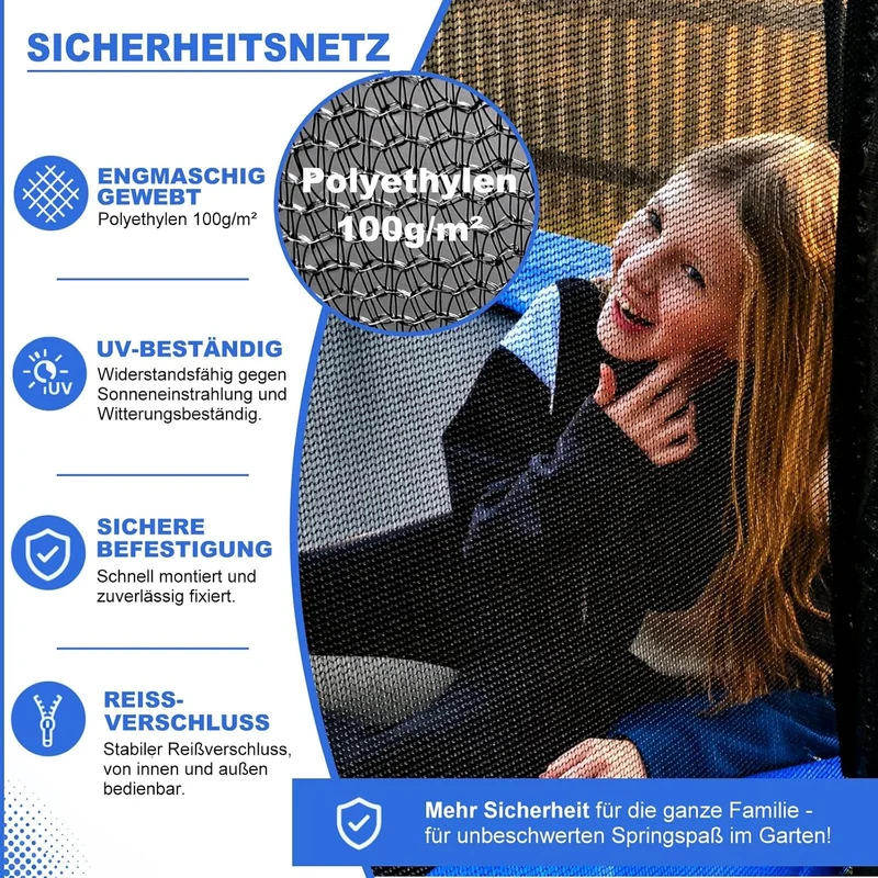 Baunsal® Trampolin Sicherheitsnetz Ø 183 185 244 250 275 277 300 305 366 370 335 337 396 400 427 430