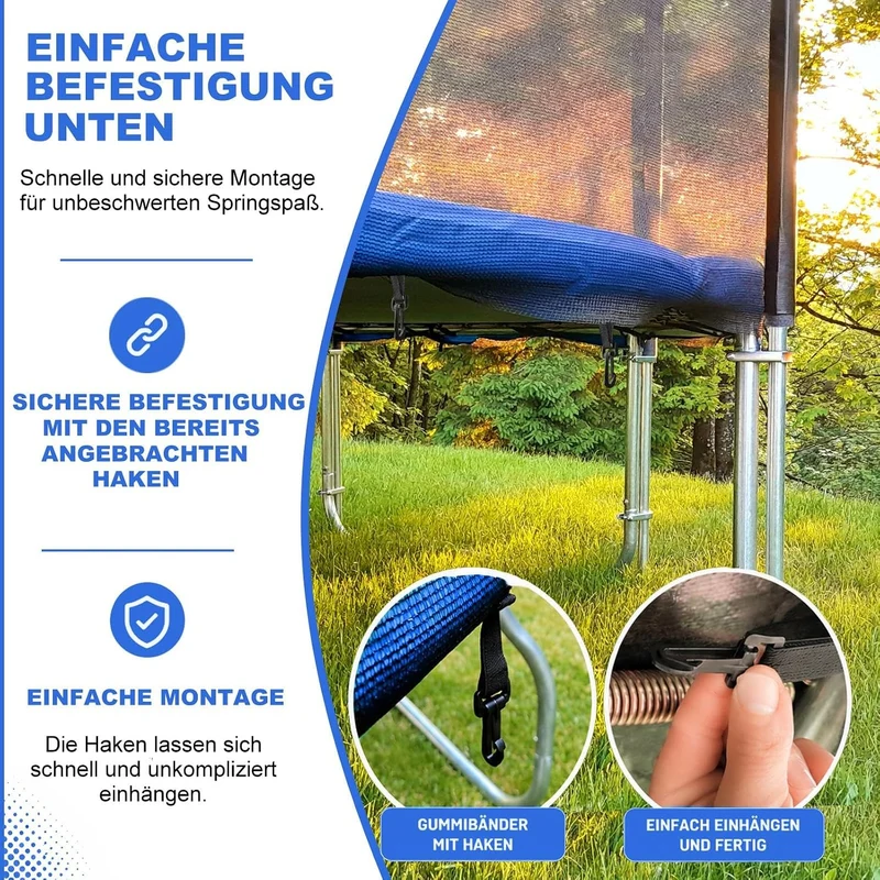 Baunsal® Trampolin Sicherheitsnetz Ø 183 185 244 250 275 277 300 305 366 370 335 337 396 400 427 430