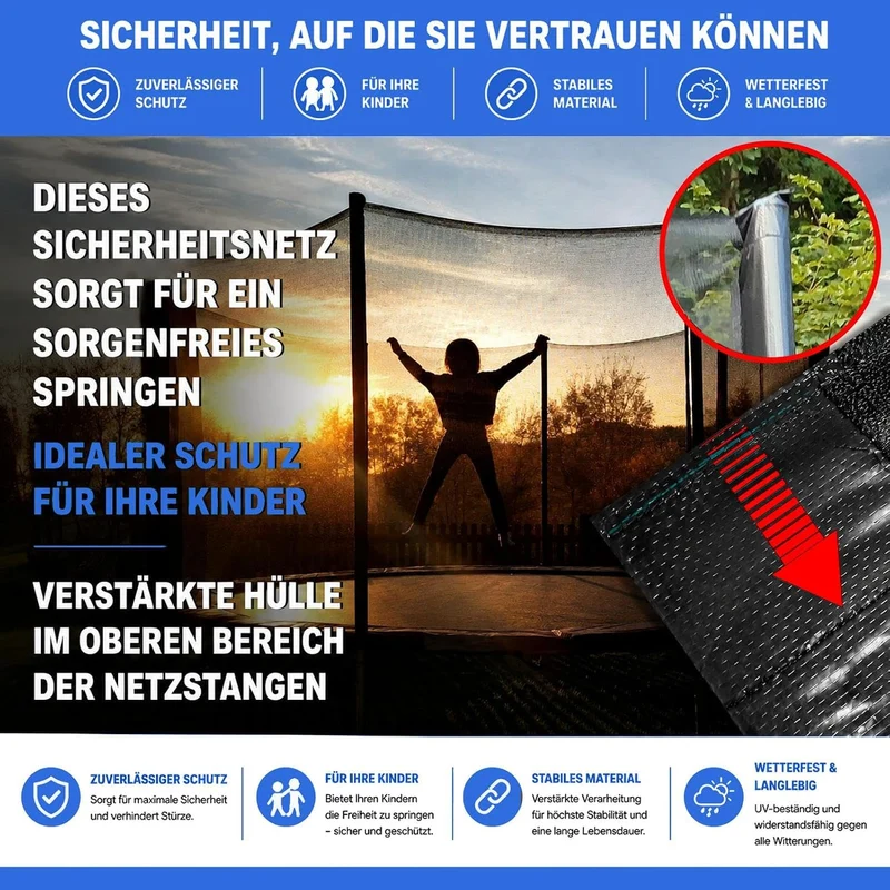 Baunsal® Trampolin Sicherheitsnetz Ø 183 185 244 250 275 277 300 305 366 370 335 337 396 400 427 430