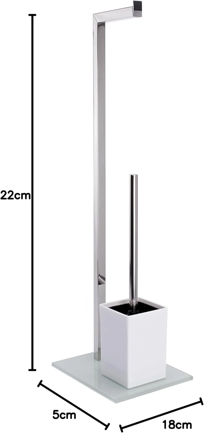 MSV Bad Serie Sydney Stand WC Garnitur aus Edelstahl und Glas mit herausnehmbaren Innenbehälter für