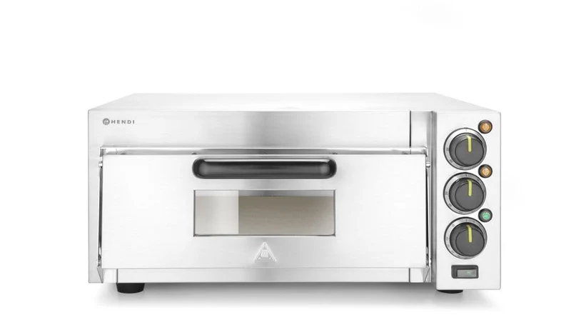 HENDI Pizzaofen kompakt, Silber, 50˚C bis 350˚C, 230V, 2000W, 580x560x(H)275mm, Kompakt