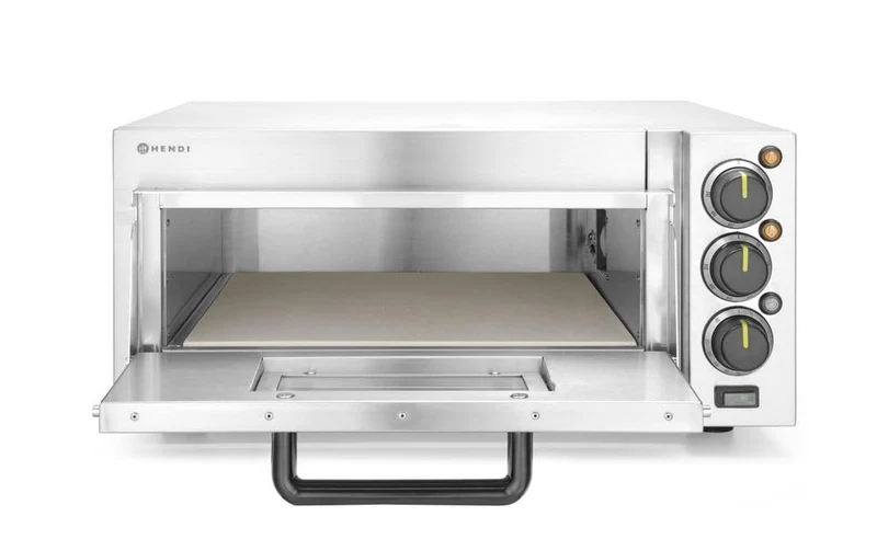 HENDI Pizzaofen kompakt, Silber, 50˚C bis 350˚C, 230V, 2000W, 580x560x(H)275mm, Kompakt