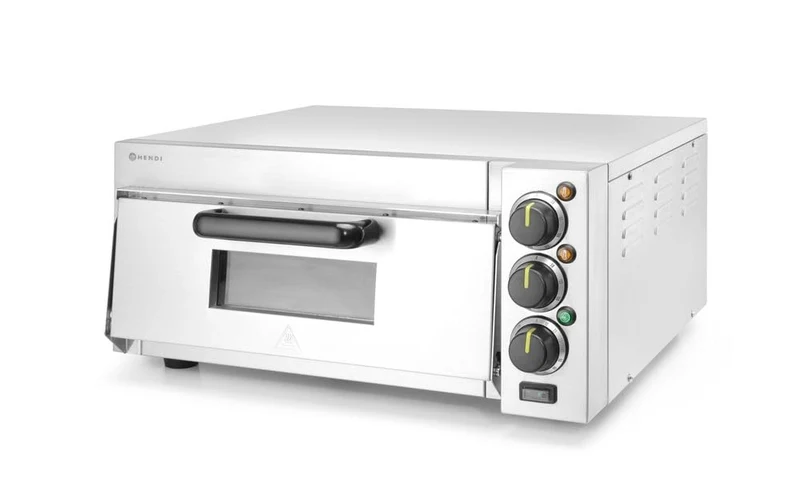 HENDI Pizzaofen kompakt, Silber, 50˚C bis 350˚C, 230V, 2000W, 580x560x(H)275mm, Kompakt