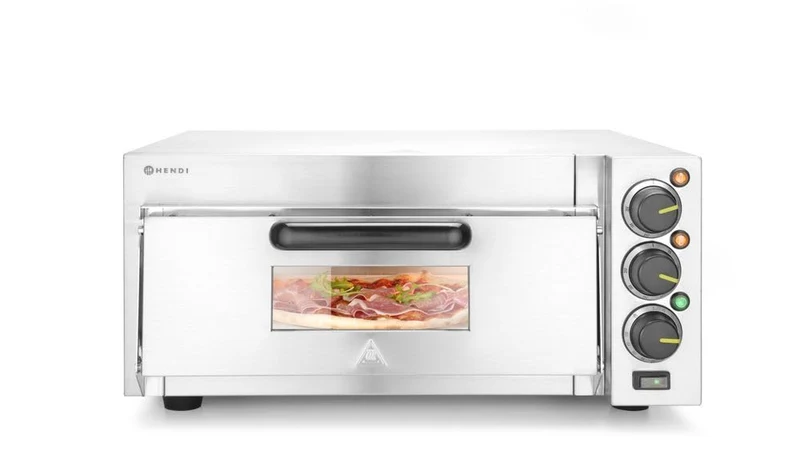 HENDI Pizzaofen kompakt, Silber, 50˚C bis 350˚C, 230V, 2000W, 580x560x(H)275mm, Kompakt