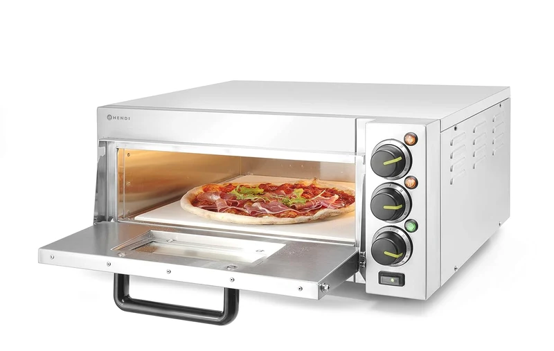 HENDI Pizzaofen kompakt, Silber, 50˚C bis 350˚C, 230V, 2000W, 580x560x(H)275mm, Kompakt