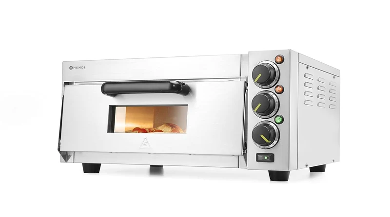 HENDI Pizzaofen kompakt, Silber, 50˚C bis 350˚C, 230V, 2000W, 580x560x(H)275mm, Kompakt