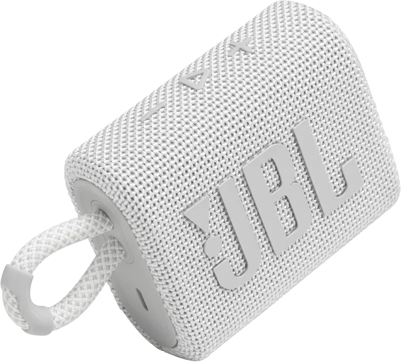 JBL GO 3 kleine Bluetooth Box in Weiss – Wasserfester, tragbarer Lautsprecher für unterwegs – Bis zu