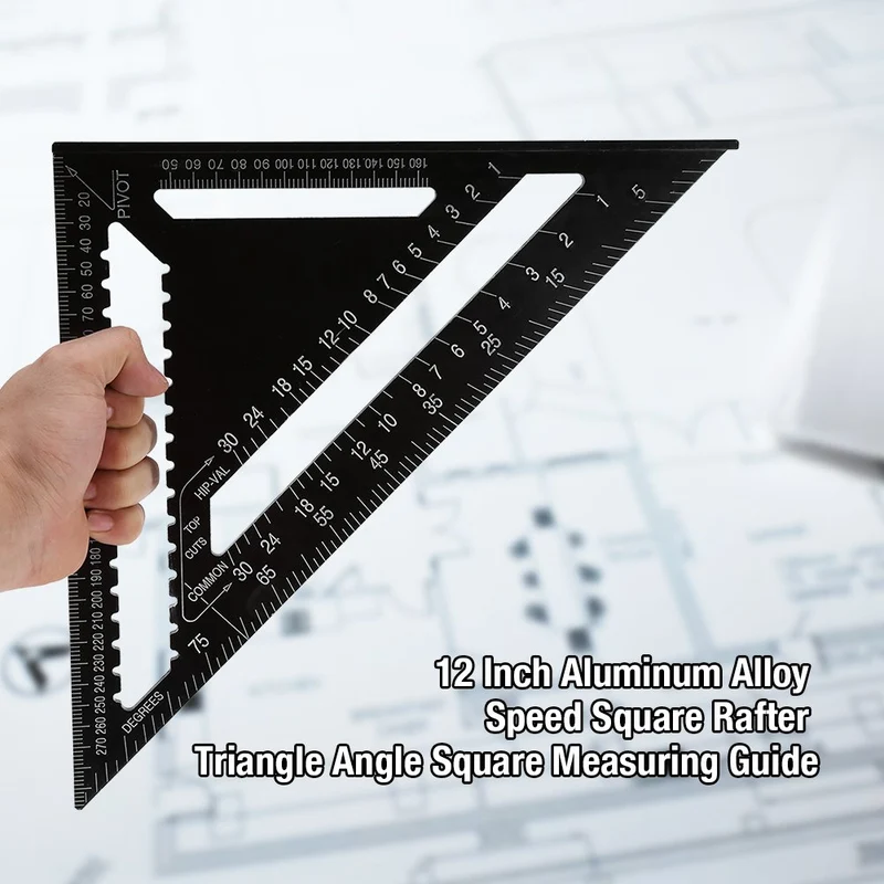 Dreieck Lineal 12 Zoll Schwarz Aluminium Sparren Profil Quadrat Lineal Hohe Präzision Easy Read Engi