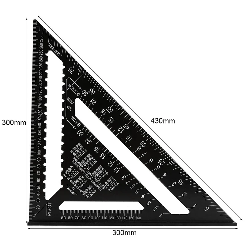 Dreieck Lineal 12 Zoll Schwarz Aluminium Sparren Profil Quadrat Lineal Hohe Präzision Easy Read Engi