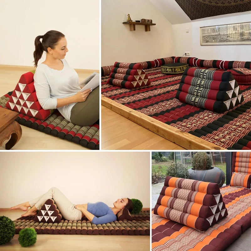livasia Rückenstützkissen breit für Paare, Dreieckskissen für Garten und Balkon, Keilkissen mit Kapo