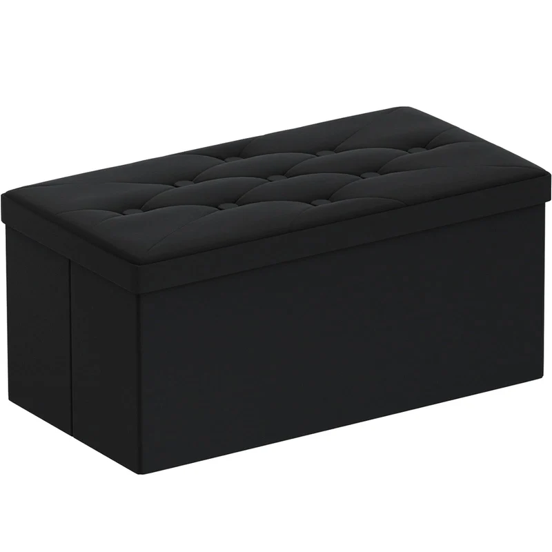 BRIAN & DANY Sitzbank mit Stauraum, Faltbar Sitzhocker Truhen Aufbewahrungsbox aus Samt, 76 x 38 x 3