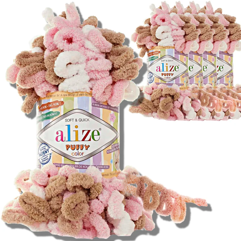 Alize 5x 100g Puffy türkische Wolle Super Bulky Chenillegarn Kuschelweich Babywolle Handstrickgarn z