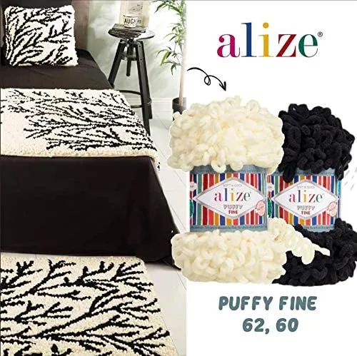 Alize 5x 100g Puffy türkische Wolle Super Bulky Chenillegarn Kuschelweich Babywolle Handstrickgarn z