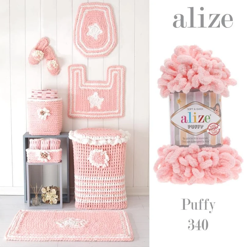 Alize 5x 100g Puffy türkische Wolle Super Bulky Chenillegarn Kuschelweich Babywolle Handstrickgarn z