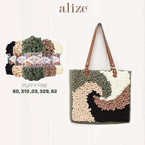 Alize 5x 100g Puffy türkische Wolle Super Bulky Chenillegarn Kuschelweich Babywolle Handstrickgarn z