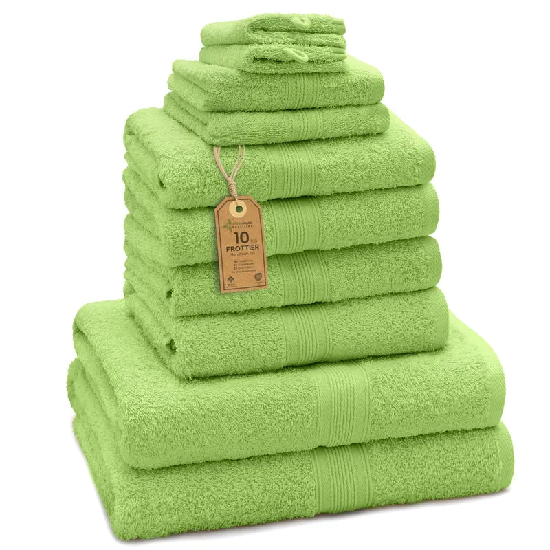 GREEN MARK Textilien 10 TLG. FROTTIER Handtuch-Set mit verschiedenen Grössen 4X Handtücher, 2X Dusch