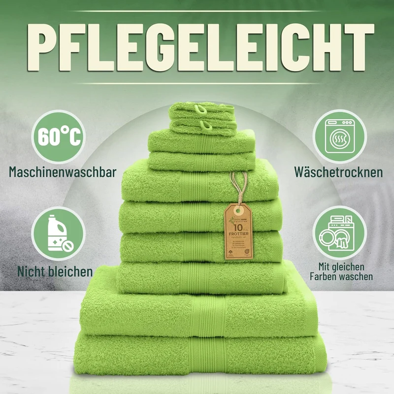 GREEN MARK Textilien 10 TLG. FROTTIER Handtuch-Set mit verschiedenen Grössen 4X Handtücher, 2X Dusch