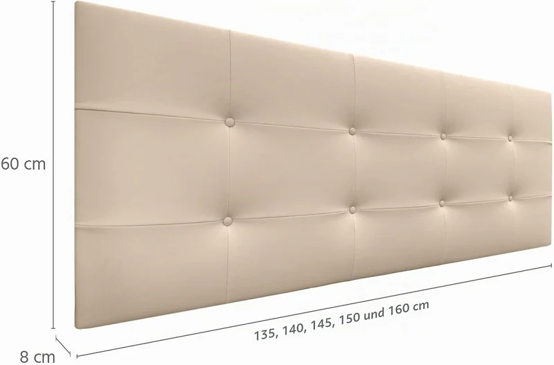DHOME Kopfteil, gepolstertes Bett Kopfteil 8cm dick. Gepolstertes Kopfteil ACUALINE Stoff und Kunstl
