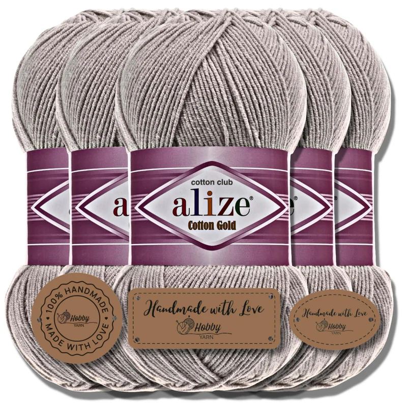 Alize 5 x 100g Cotton Gold Türkische Premium Wolle Baumwolle und Acryl Handstrickgarne | Garn | Yarn