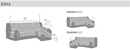 Eysa Praktische Sofabezüge, Chaiselongue 240 cm, Rechte Vorderansicht, Stoff, Beige, Drei Sitzplätze