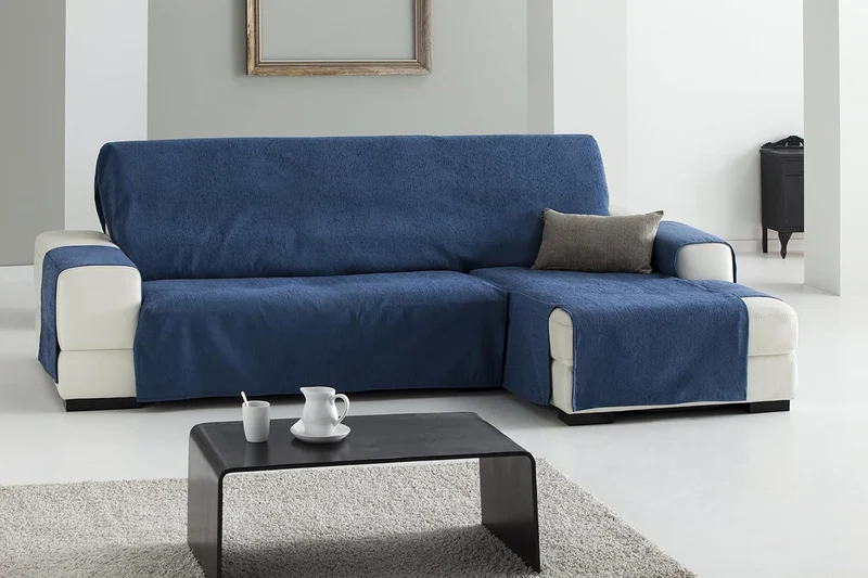 Eysa Praktische Sofabezüge, Chaiselongue 240 cm, Rechte Vorderansicht, Stoff, Beige, Drei Sitzplätze