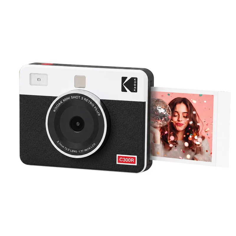 KODAK Mini Shot 3 Retro 4PASS 2-in-1 Sofortbildkamera und Fotodrucker (7,6x7,6cm) + 8 Blatts, Weiss