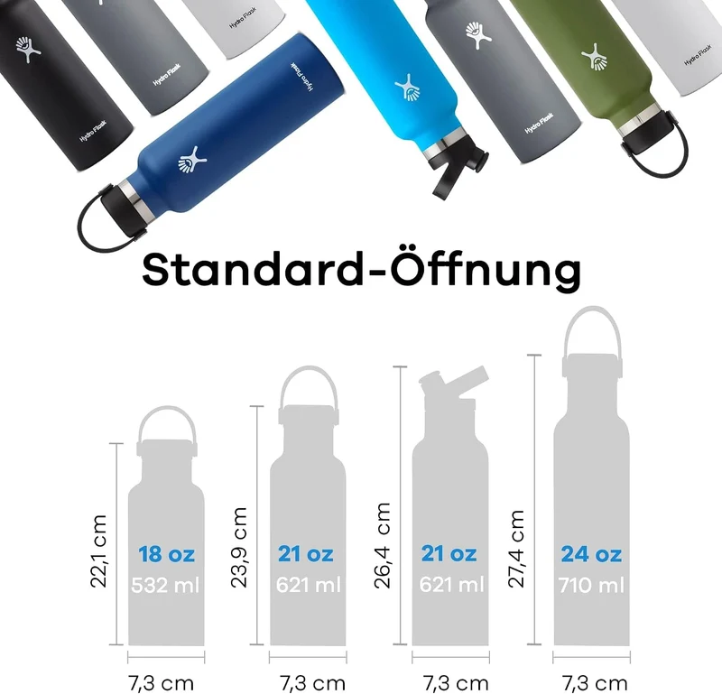 HYDRO FLASK - Trinkflasche 621ml (21oz) - Vakuumisolierte Wasserflasche aus Edelstahl - Sportflasche