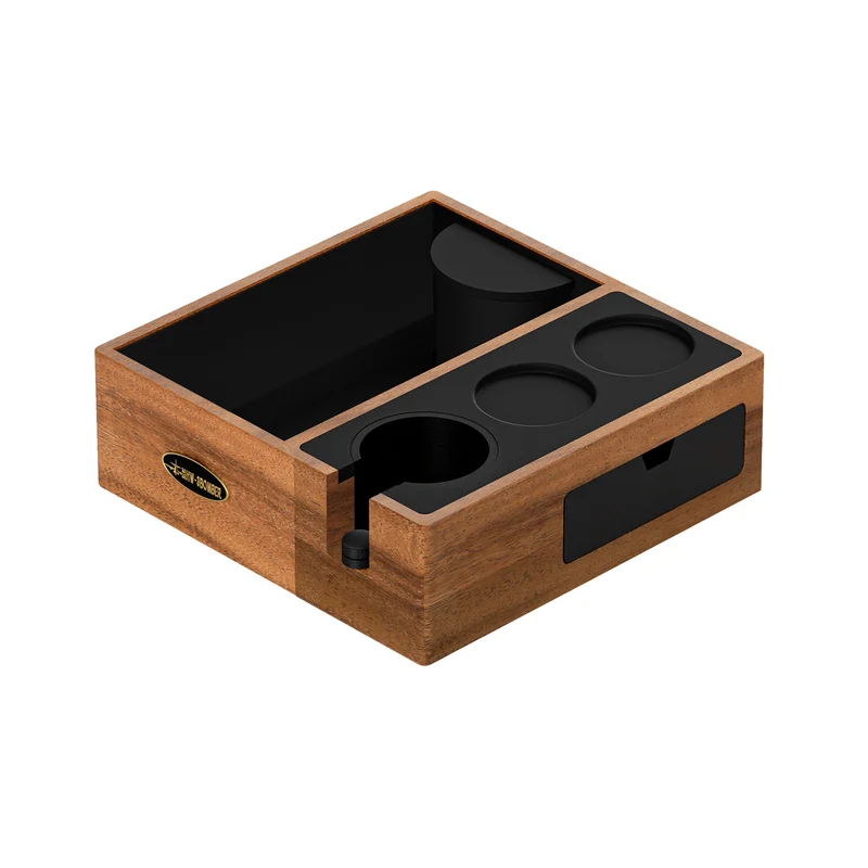 MHW-3BOMBER Walnut Espresso Knock Box Tamping Station 51–58mm