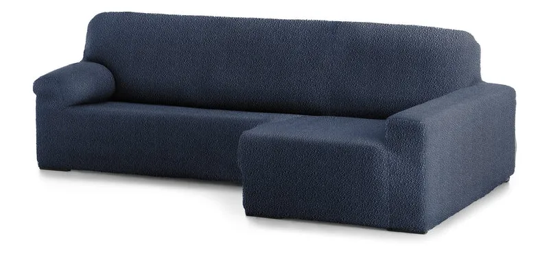 Abdeckung für Chaiselongue, L-Form, anpassbarer Stoff, langer Arm, rechts, Farbe 03 Blau 03 - Blau B