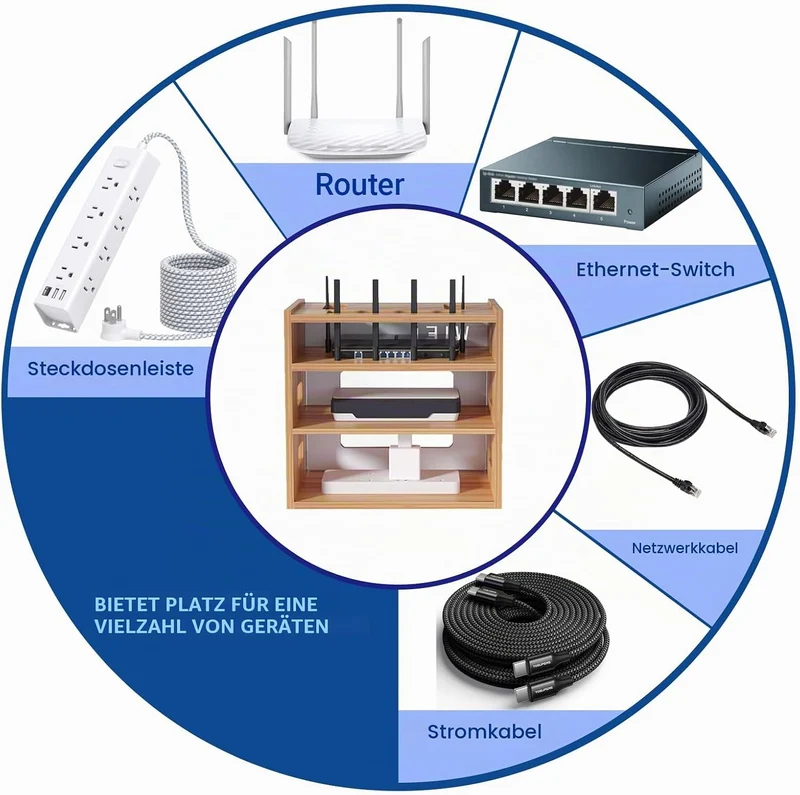 Catekro Router Regal, Etagere Pour Decodeur, Holz WiFi Router Aufbewahrungsbox Wandregale (Braun-Hol
