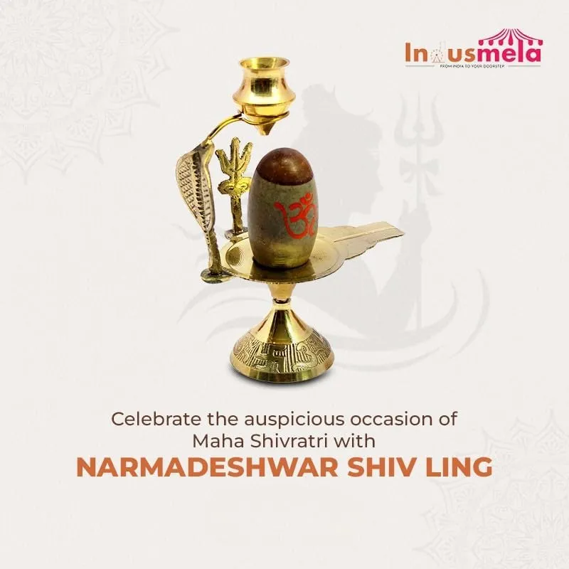 eSplanade Narmadeshwar Shiva Lingam Shiv Ling mit Messing-Wasserkrug und Trishul – 13,3 cm