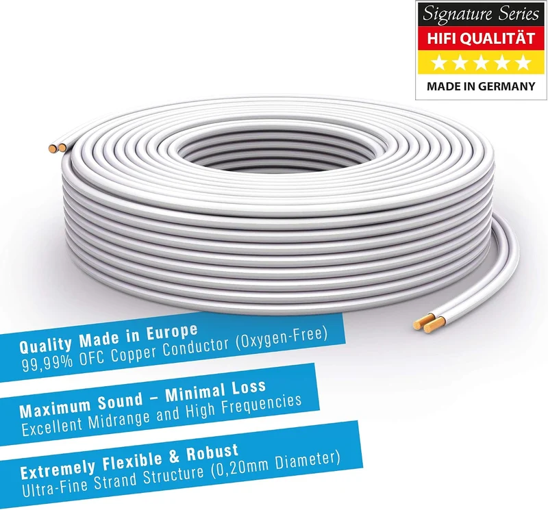 PureLink Lautsprecherkabel OFC 2 x 2,50mm² (0,20mm), 30,0m, weiss 30,0m 2 x 2,50mm² (0,20mm) weiss,