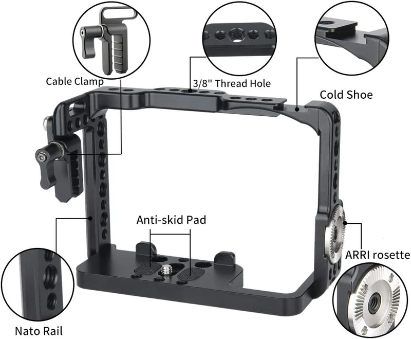 NICEYRIG A7 III/A7R III/A7R II/A7S II/A7 II Kamera Käfig mit HDMI Kabelklemme Style Rosette für Sony