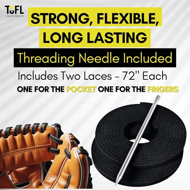 TOFL Softball and Baseball Glove Lace Kit | Mitt Lace Glove Repair Lacing Kit | 2 Leather Laces with