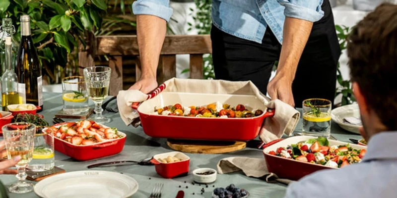 STAUB Ceramique Auflaufform-Set, Ofenform, rechteckig, Kirsch-Rot, Keramik, 2-tlg (20 x 16 cm & 27 x