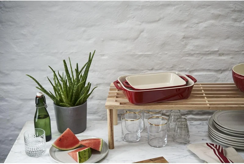 STAUB Ceramique Auflaufform-Set, Ofenform, rechteckig, Kirsch-Rot, Keramik, 2-tlg (20 x 16 cm & 27 x