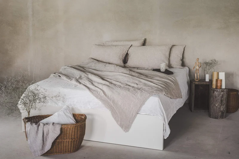 Ger3as Leinen Bettwäsche Set 100% Natur Leinen Stonewashed, Naturfaser Leinen, mit Hotelverschluss (