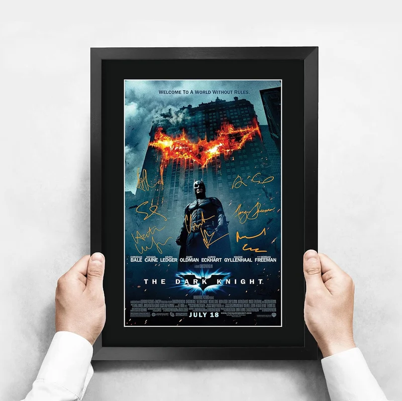HWC Trading The Dark Knight Batman A3 Gerahmte Signiert Gedruckt Autogramme Bild Druck-Fotoanzeige G