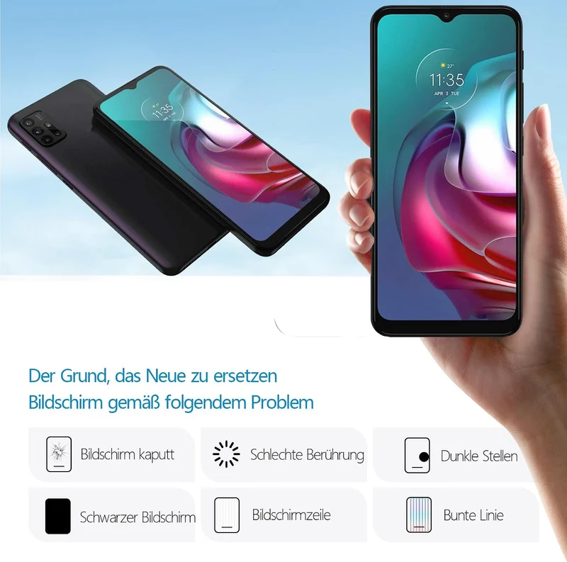 RongZy für Motorola Moto G30 XT2129-2 LCD Bildschirmersatz für Motorola Moto G30 XT2129-2 Touchscree